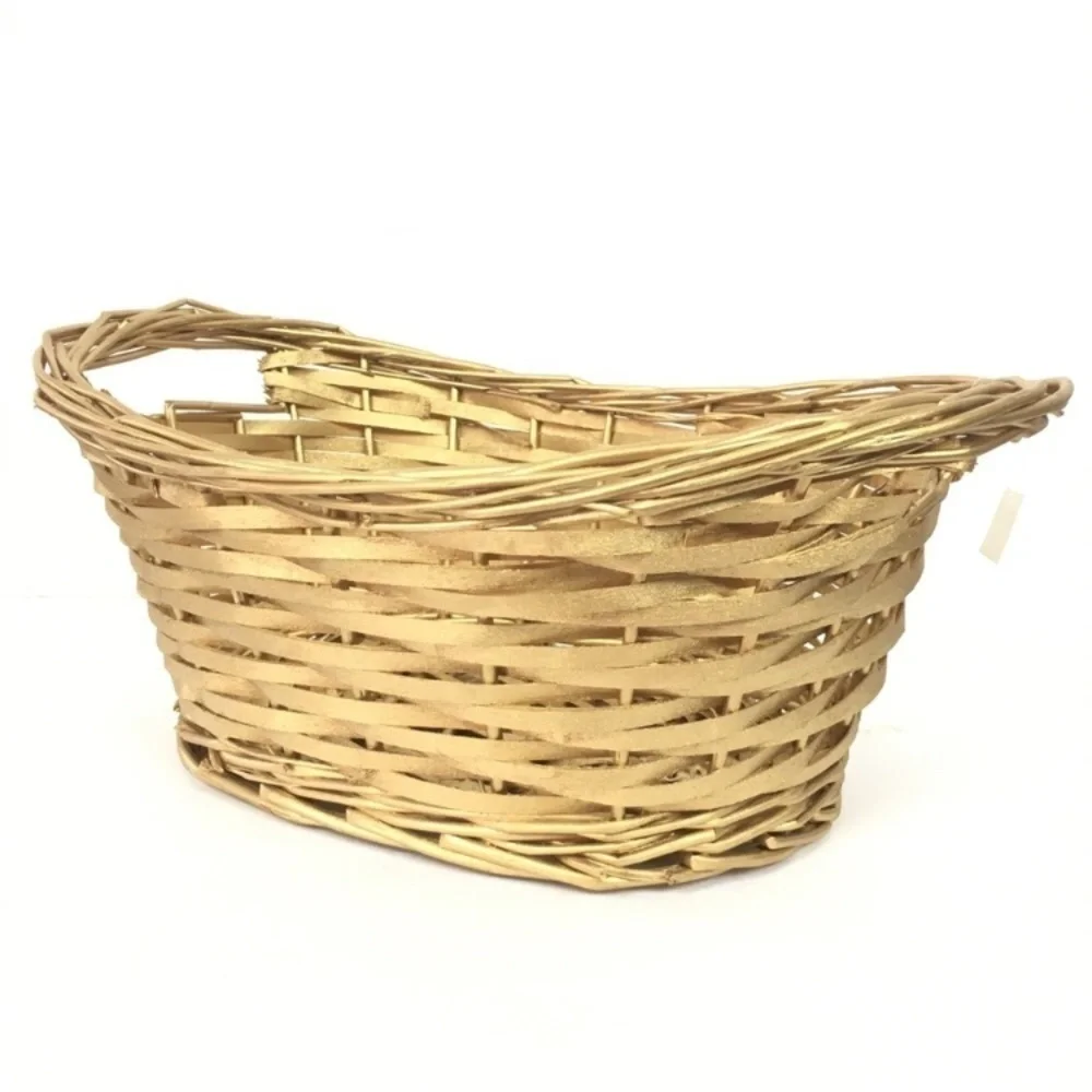 2 Baskets World Market Wood Metal Woven Cottagecore Cabincore Coastal Grandma